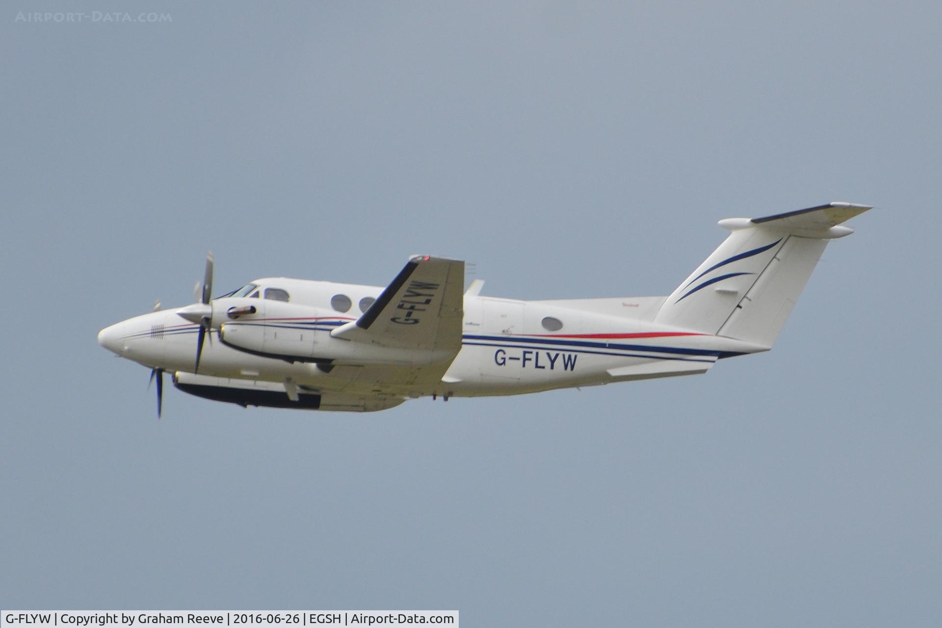 G-FLYW, 1977 Beech 200 Super King Air C/N BB-209, Departing from Norwich.
