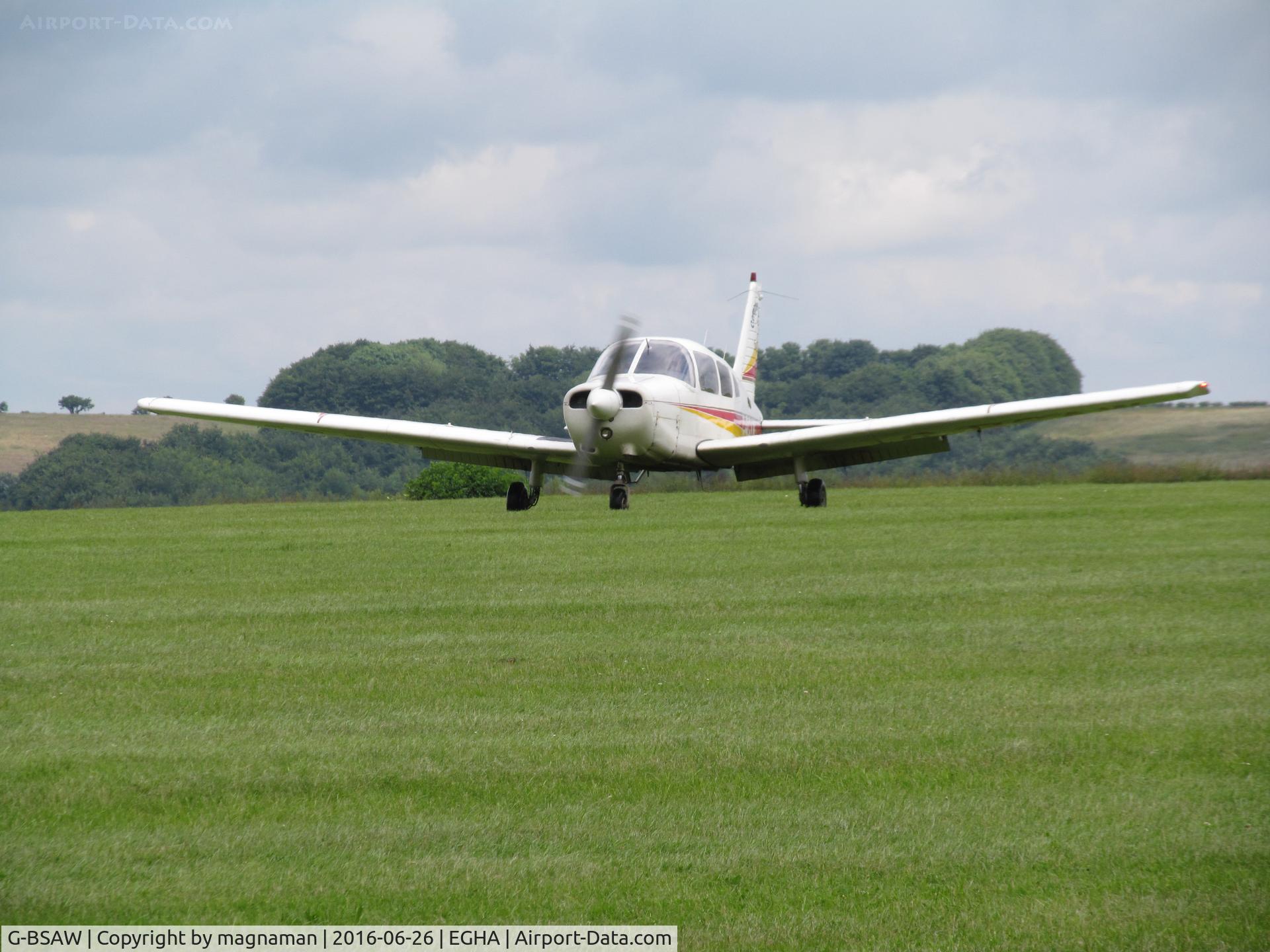 G-BSAW, 1982 Piper PA-28-161 Warrior II C/N 28-8216152, just landed