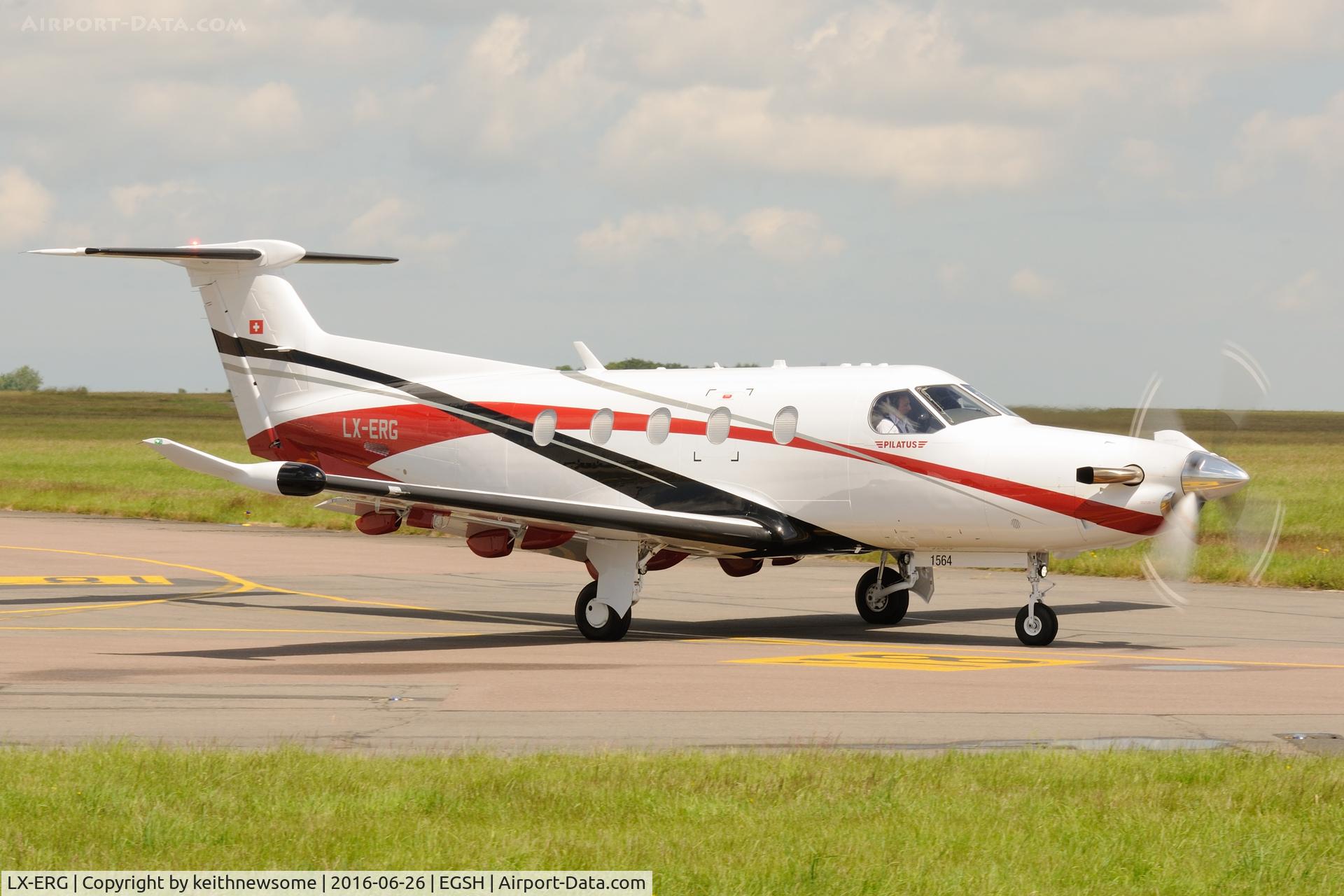 LX-ERG, 2015 Pilatus PC-12/47E C/N 1564, Leaving Norwich.