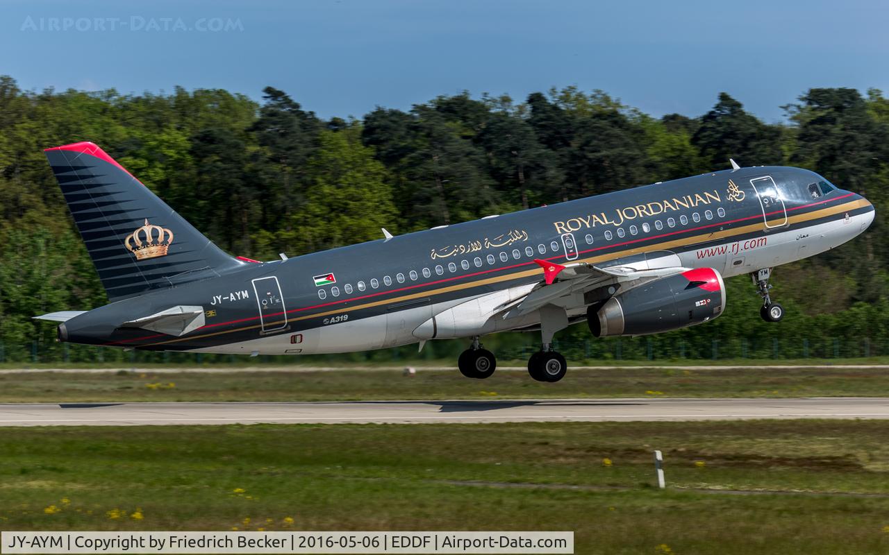 JY-AYM, 2008 Airbus A319-132 C/N 3685, departure via RW18W