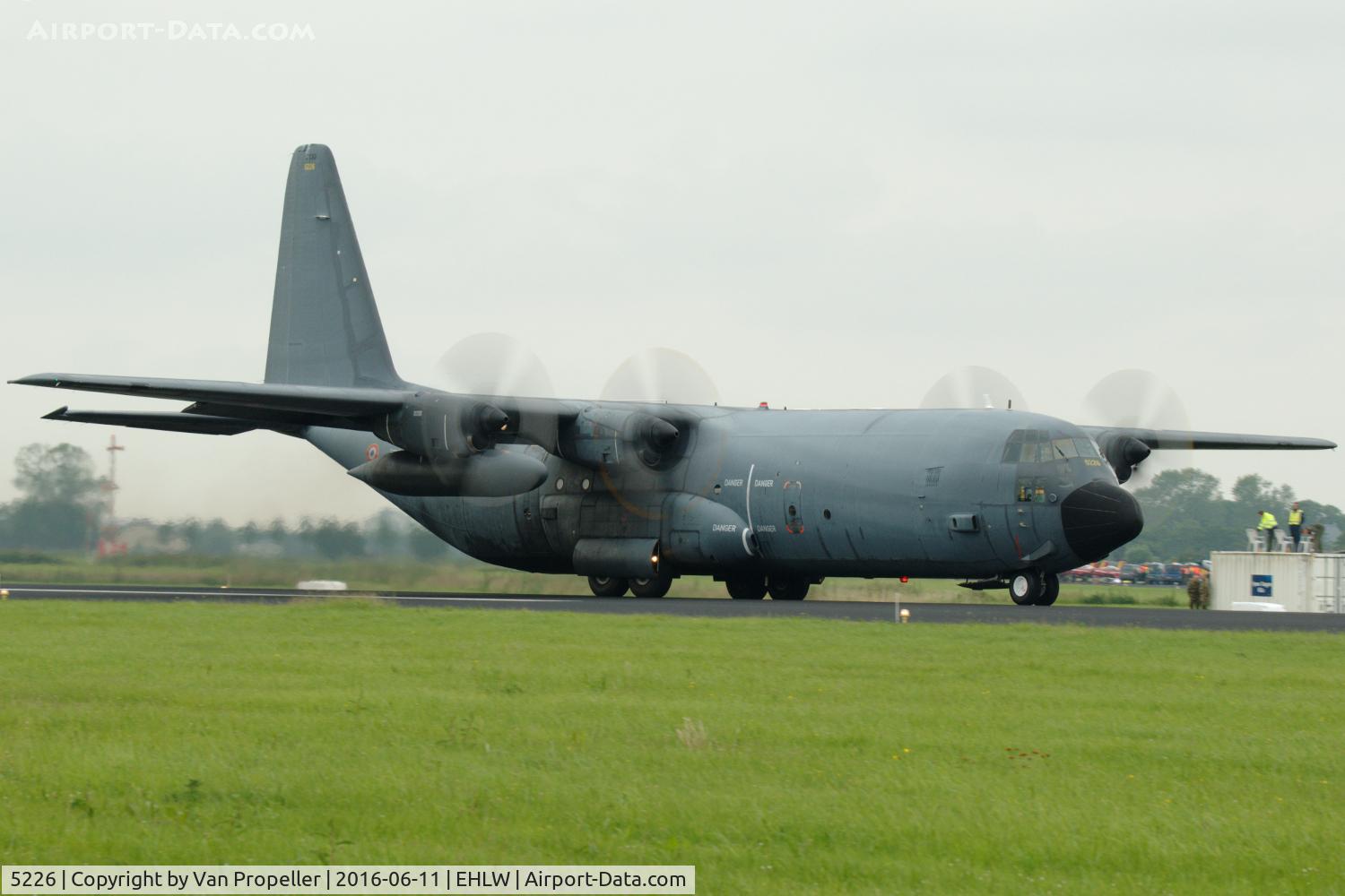 5226, Lockheed C-130H-30 Hercules C/N 382-5226, Lockheed C-130H-30 Hercules of the French Air Force landing at Leeuwarden Air Base, the Netherlands. It was supporting the Patrouille de France demo team during the Royal Netherlands Air Force open days 2016.