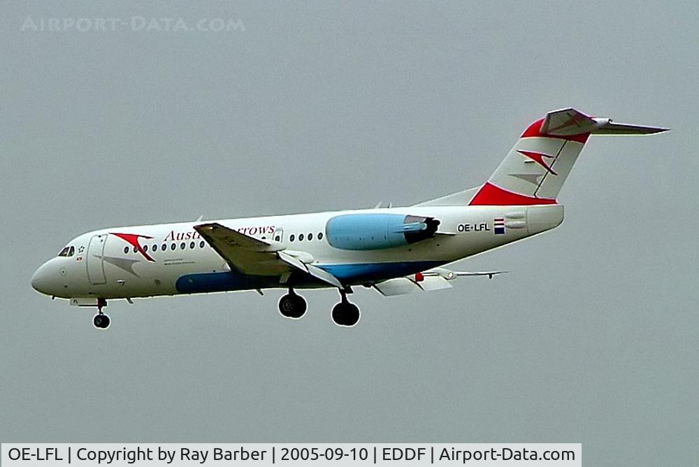 OE-LFL, 1995 Fokker 70 (F-28-0070) C/N 11573, Fokker F-70 [11573] (Austrian Arrows) Frankfurt~D 10/09/2005