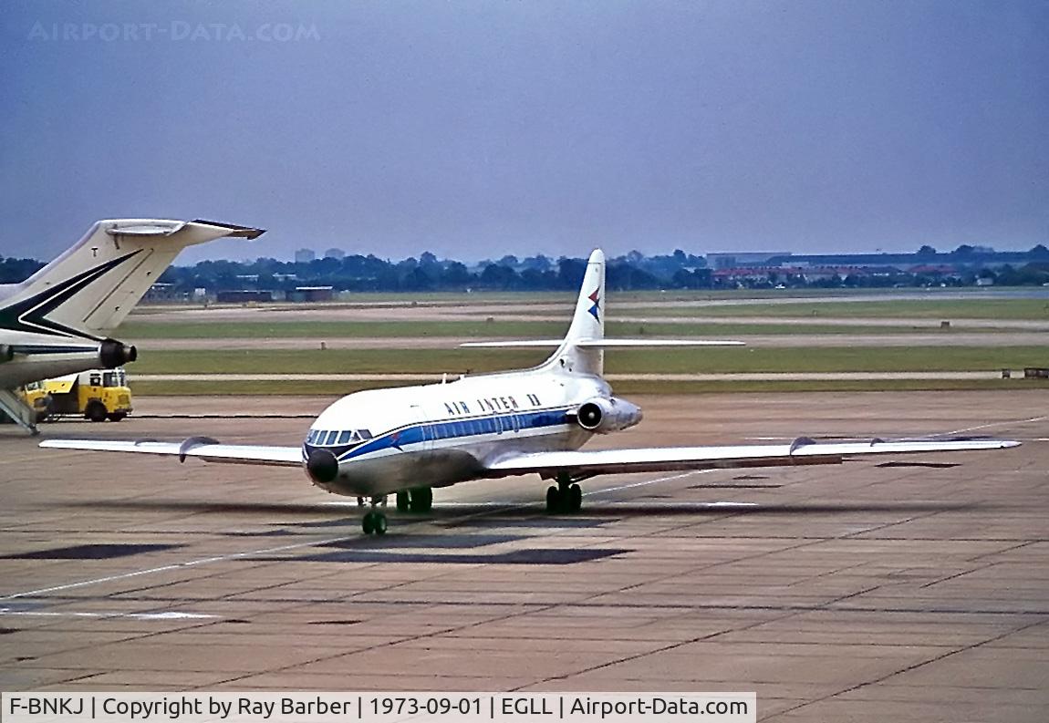 F-BNKJ, 1968 Sud Aviation SE-210 Caravelle III C/N 252, Sud Aviation SE.210 Caravelle 3 [252] (Air Inter) Heathrow~G 01/09/1973. From a slide.