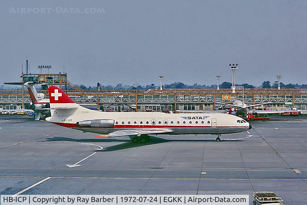 HB-ICP, 1969 Sud Aviation SE-210 Caravelle VI-R C/N 234, Sud Aviation SE.210 Caravelle 6R [234] (SATA Switzerland) Gatwick~G 24/07/1972. From a slide.