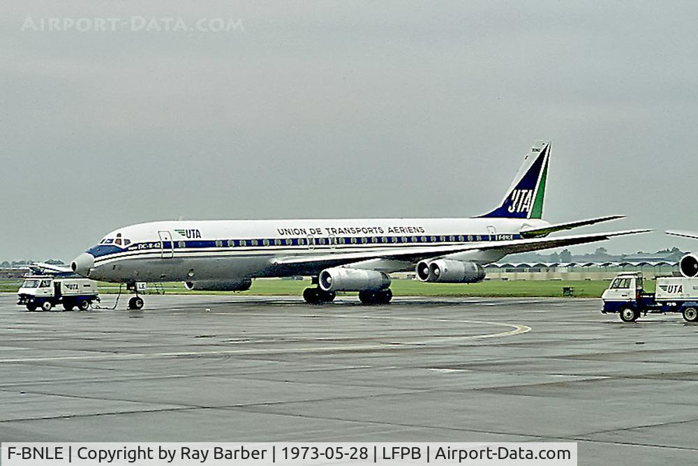 F-BNLE, 1968 Douglas DC-8-62 C/N 45917, Douglas DC-8-62 [45917] (UTA-Union de Transports Aeriens) Paris-Le Bourget~F 28/05/1973. From a slide.