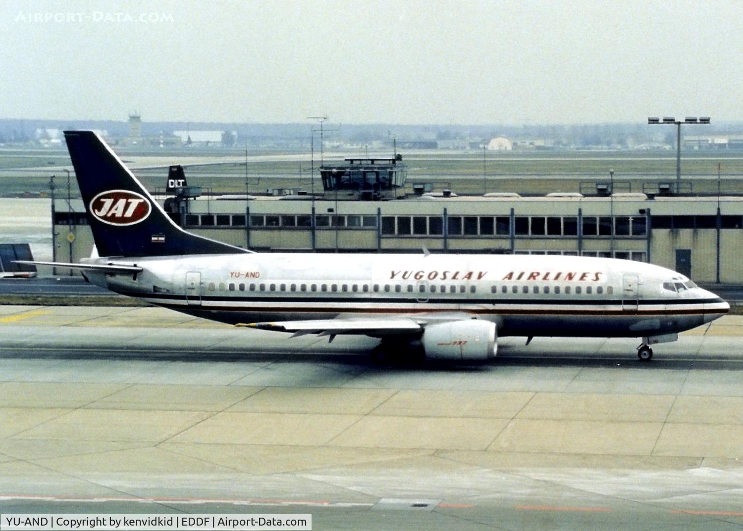 YU-AND, 1985 Boeing 737-3H9 C/N 23329/1134, Yugoslav Airlines JAT
