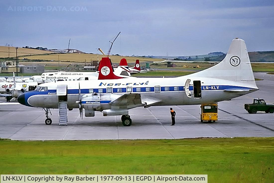 LN-KLV, 1958 Convair 440 Metropolitan C/N 497, Convair 440-98 [497] (Nor-Fly A/S) Aberdeen-Dyce~G 13/09/1977. From a slide.