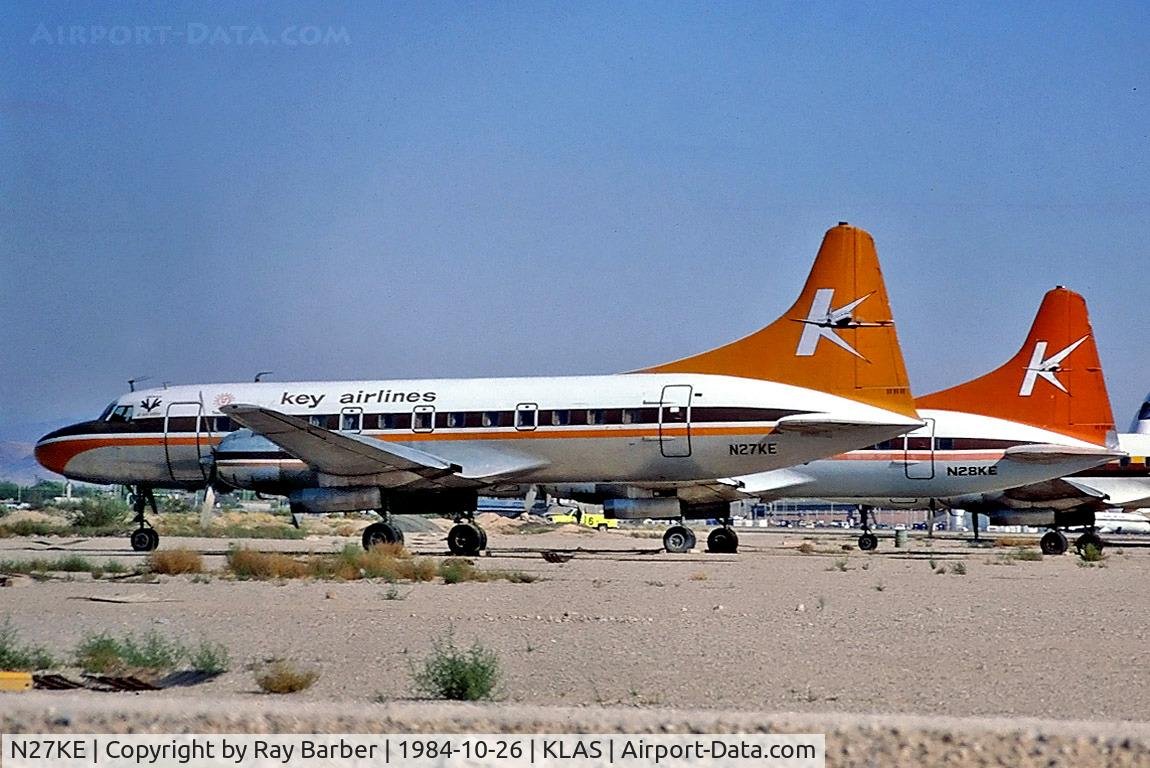 N27KE, 1957 Convair 440-98 Metropolitan C/N 432, Convair 440-98 [432] (Key Airlines) Las Vegas-McCarran Int'l 26/10/1984. From a slide.