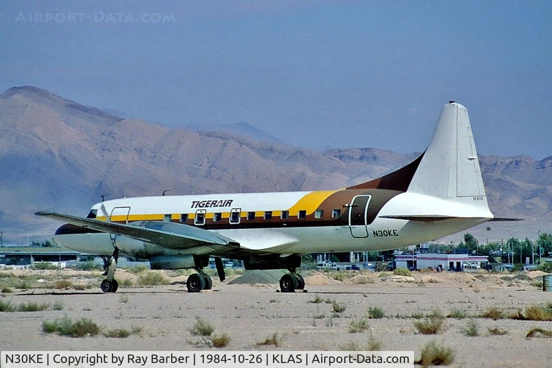 N30KE, 1967 Convair 440-11 Metropolitan C/N 364, Convair 440-11 [364] (Tigerair) Las Vegas-McCarran Int'l 26/10/1984. From a slide.