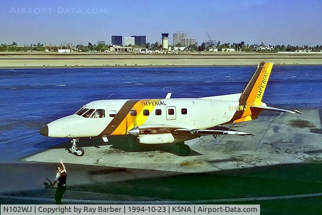 N102WJ, Embraer EMB-110P1 Bandeirante C/N 110202, Embraer Emb-110P1 Bandeirante [110202] (Imperial) Santa Ana-John Wayne Airport Orange County~N 23/10/1994. From a slide.