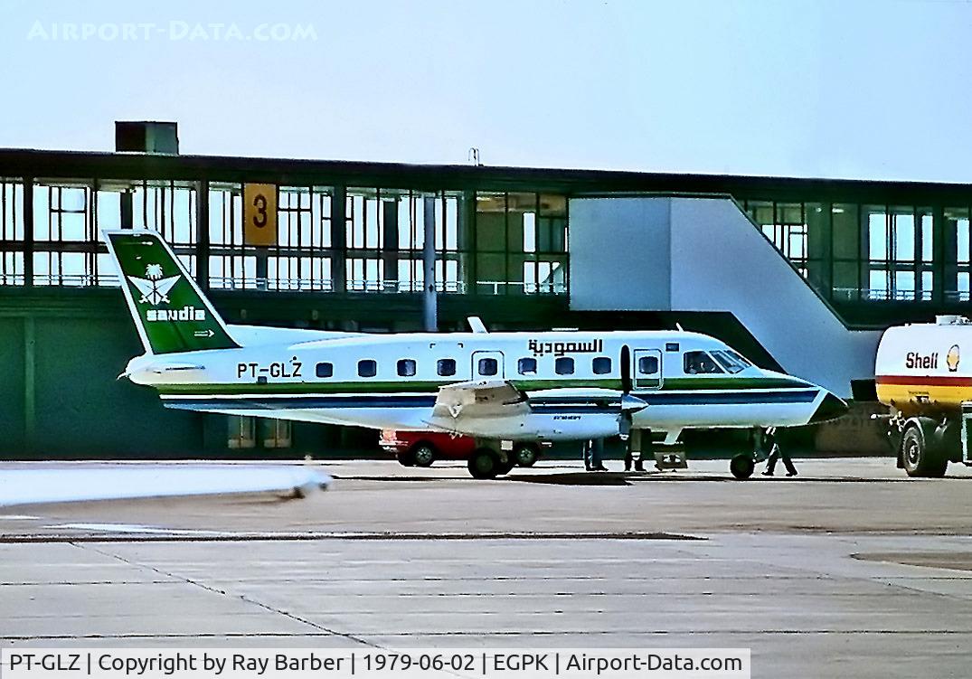 PT-GLZ, 1979 Embraer EMB-110P1 Bandeirante C/N 110207, Embraer Emb-110P1 Bandeirante [110207] (Embraer) Glasgow-Prestwick~G 02/06/1979. From a slide.