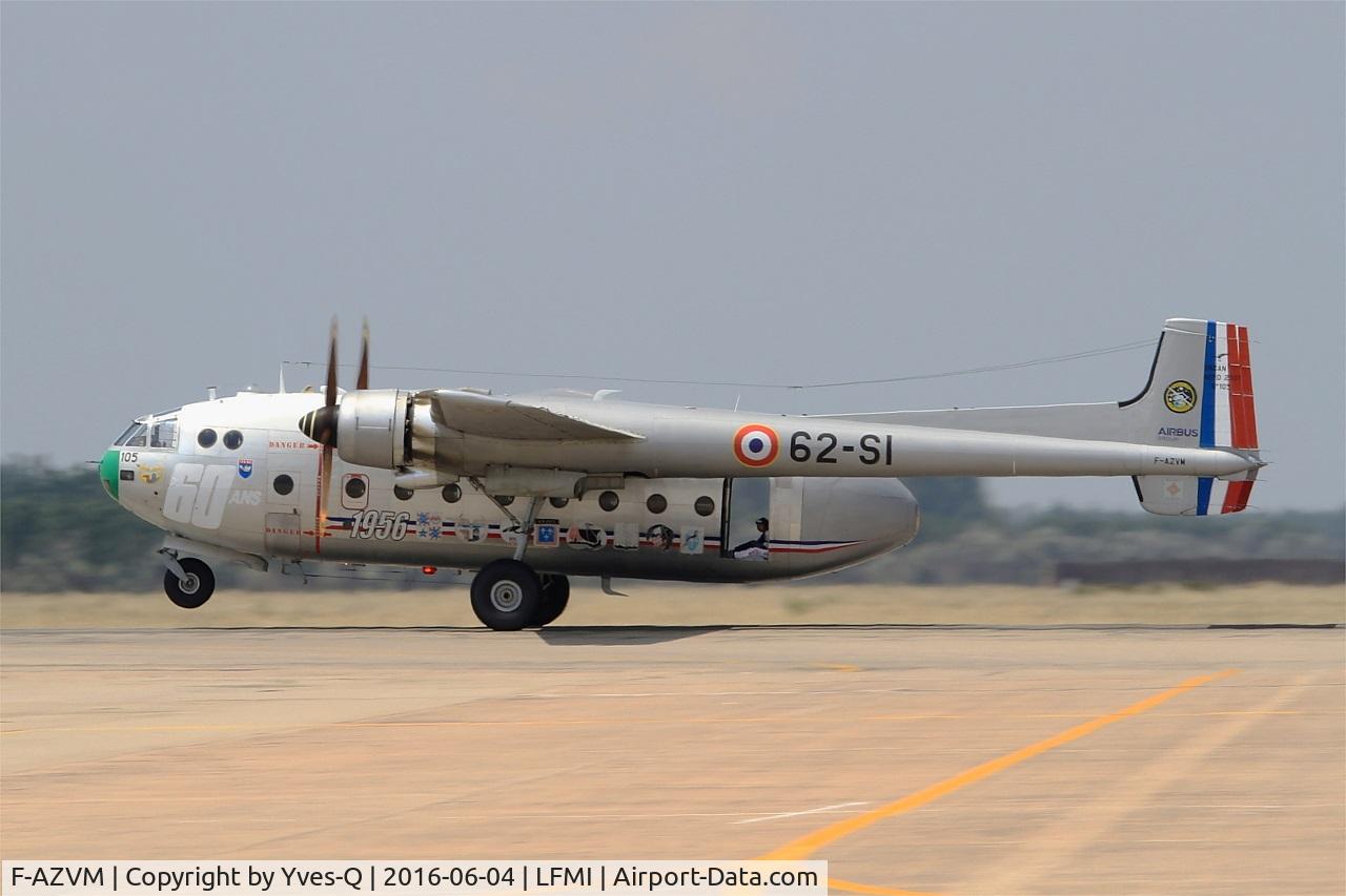 F-AZVM, 1956 Nord N-2501F Noratlas C/N 105, Nord N-2501F Noratlas, Take off rwy 15, Istres-Le Tubé Air Base 125 (LFMI-QIE) open day 2016
