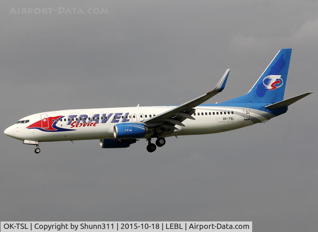 OK-TSL, 2000 Boeing 737-8AS C/N 29923, Landing rwy 25R in basic Canjet c/s