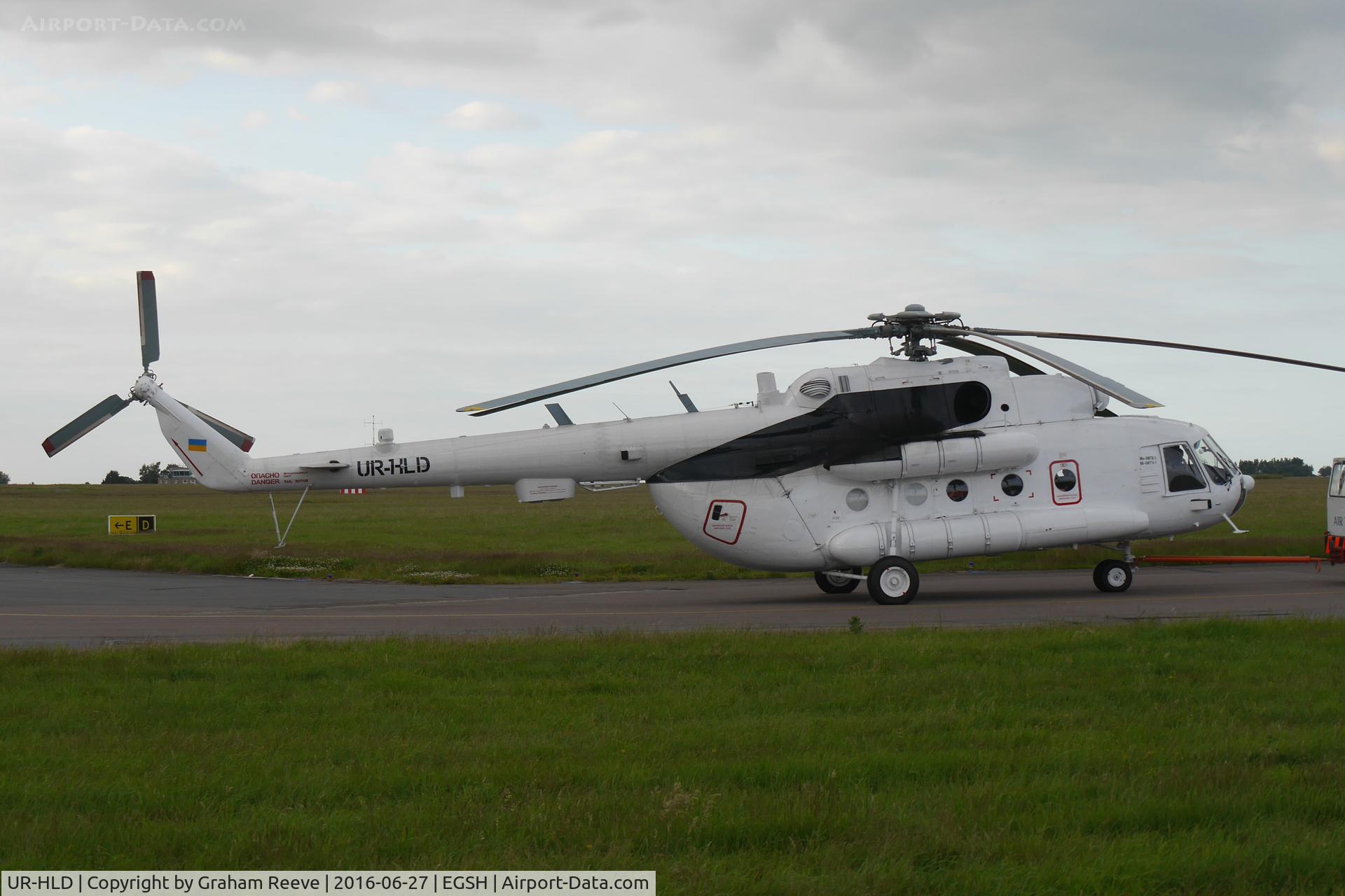 UR-HLD, Mil Mi-8MTB C/N 94915, Under tow at Norwich.