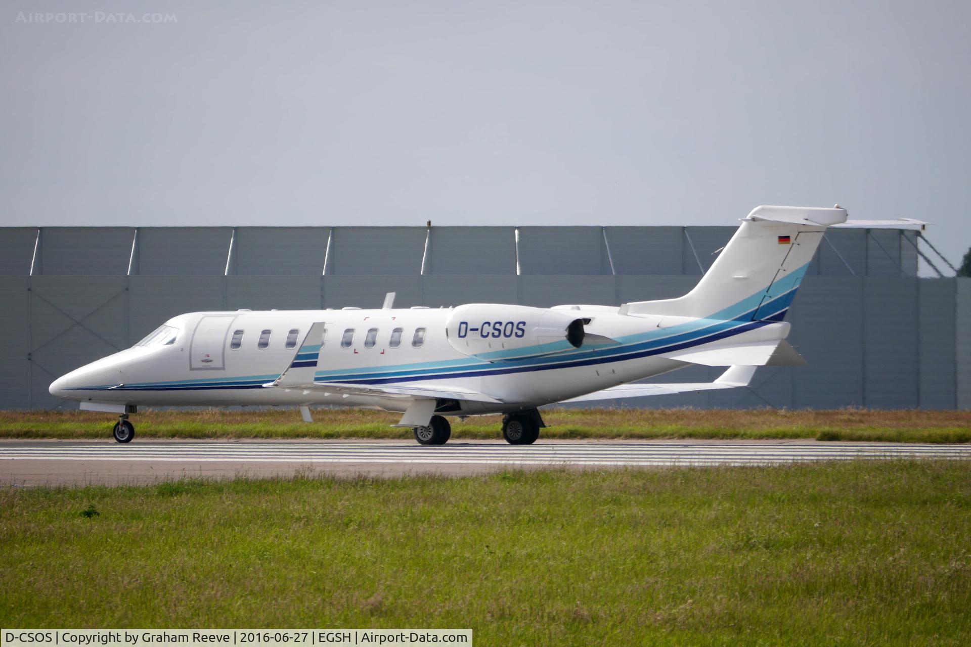 D-CSOS, 2001 Learjet 45 C/N 45-161, About to depart from Norwich.