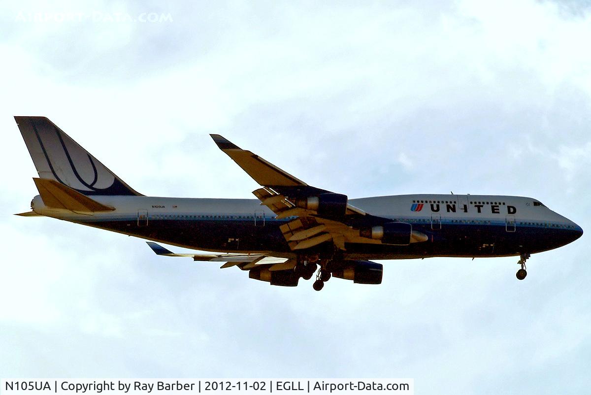 N105UA, 1994 Boeing 747-451 C/N 26473, Boeing 747-451 [26473] (United Airlines) Home~G 02/11/2012. On approach 27L