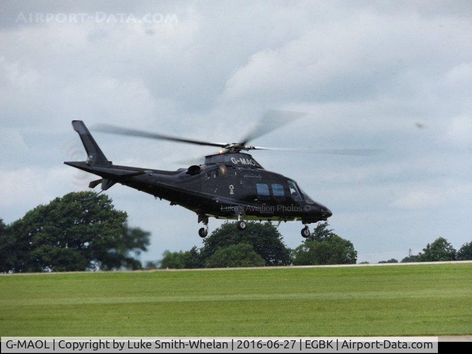 G-MAOL, 2012 AgustaWestland AW-109SP Grand New C/N 22271, Departing from Sywell Aerodrome.