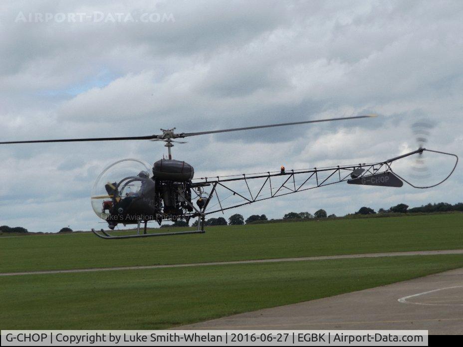 G-CHOP, 1966 Westland 47G-3B-1 C/N WAN-79, Departing from Sywell Aerodrome.
