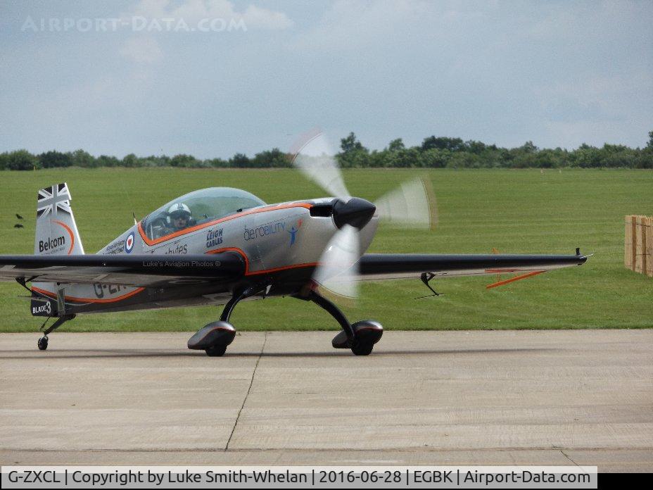 G-ZXCL, 2006 Extra EA-300L C/N 1223, Parking up at Sywell Aerodrome. Blade 3