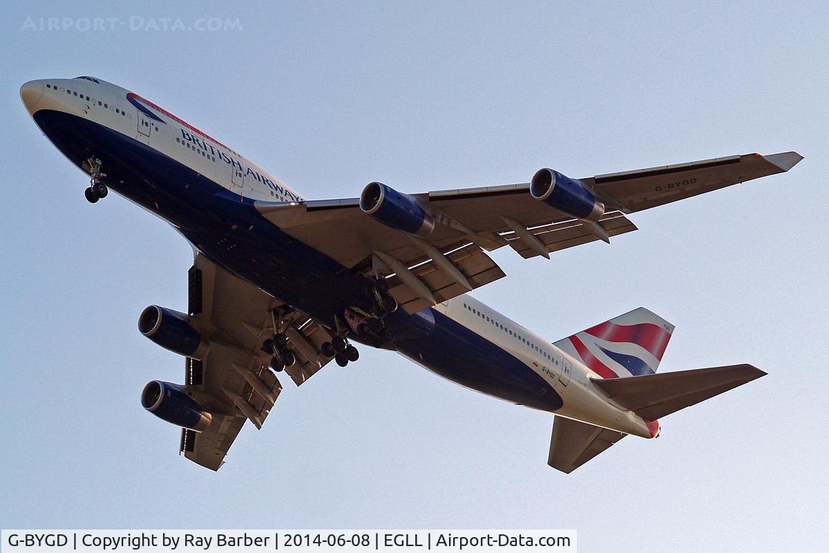 G-BYGD, 1999 Boeing 747-436 C/N 28857, Boeing 747-436 [28857] (British Airways) Home~G 08/06/2014. On approach 27R.