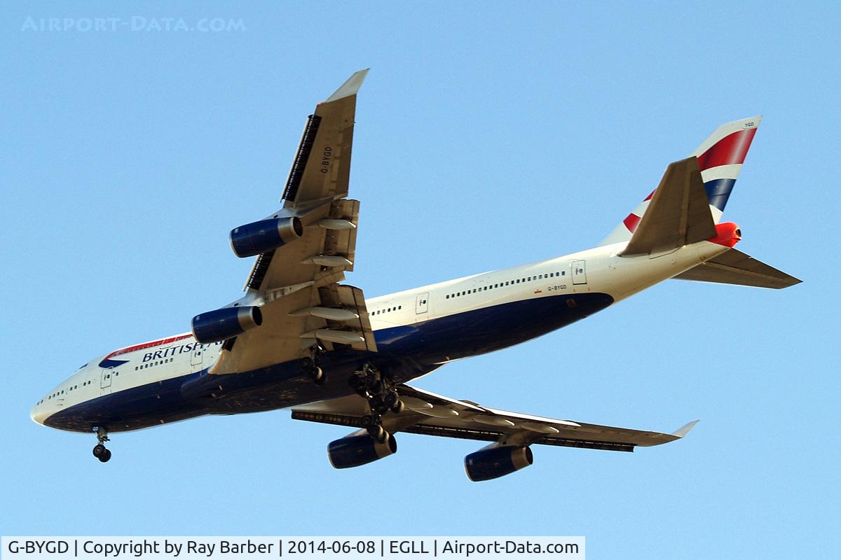 G-BYGD, 1999 Boeing 747-436 C/N 28857, Boeing 747-436 [28857] (British Airways) Home~G 08/06/2014. On approach 27R.