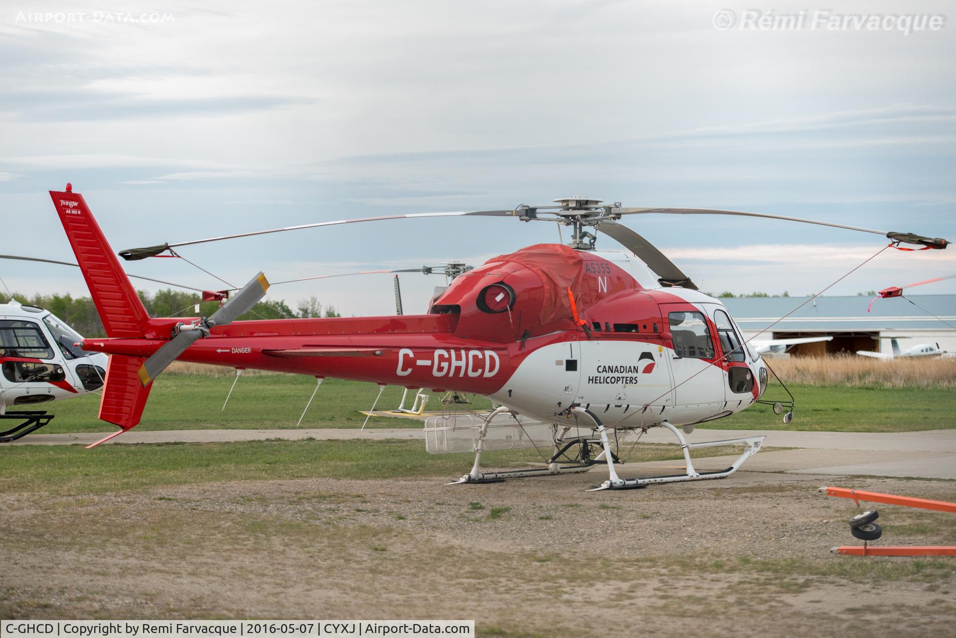 C-GHCD, 2002 Aerospatiale AS-355N Ecureuil 2 C/N 5702, Parked for the night, fighting forest fires.