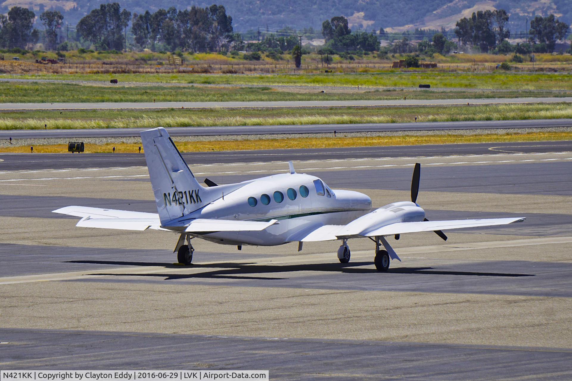 N421KK, Cessna 421C Golden Eagle C/N 421C0633, Parked on the ramp at Livermore Airport. 2016.