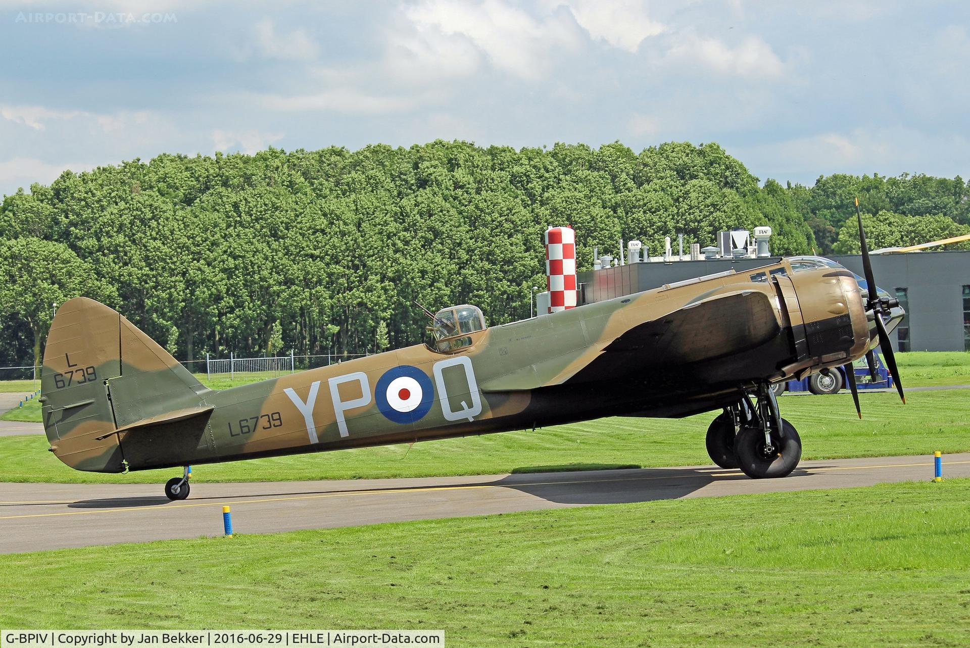 G-BPIV, 1943 Bristol 149 Bolingbroke Mk.IVT C/N 10201, At Lelystad Airport for performing in the Warner Brothers Movie Dunkirk.