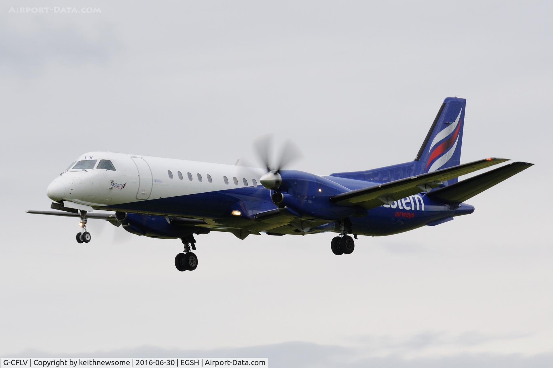 G-CFLV, 1995 Saab 2000 C/N 2000-023, Evening Landing.