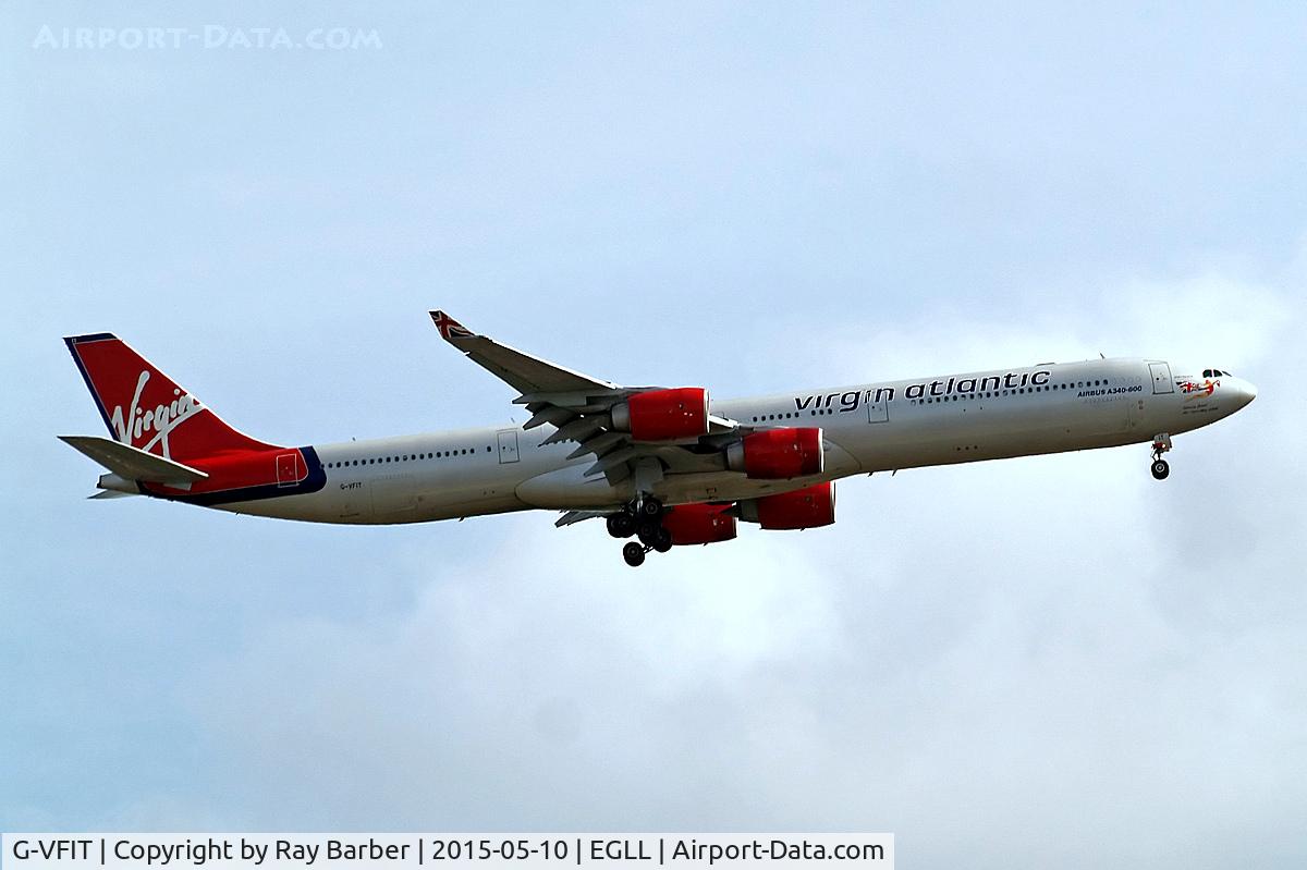 G-VFIT, 2006 Airbus A340-642 C/N 753, Airbus A340-642 [753] (Virgin Atlantic) Home~G 10/05/2015. On approach 27L.