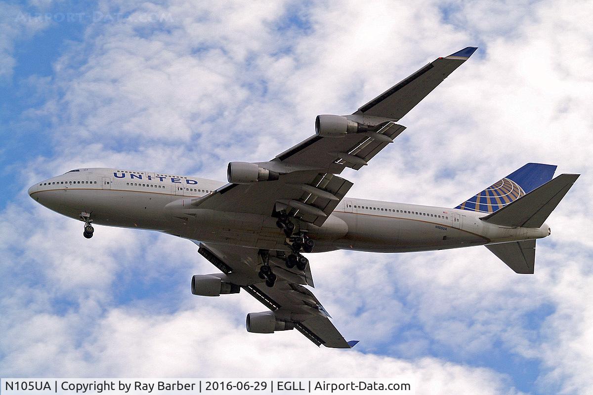 N105UA, 1994 Boeing 747-451 C/N 26473, Boeing 747-451 [26473] (United Airlines) Home~G 29/06/16. On approach 27R.