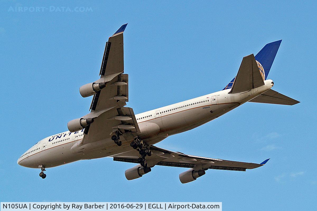 N105UA, 1994 Boeing 747-451 C/N 26473, Boeing 747-451 [26473] (United Airlines) Home~G 29/06/16. On approach 27R.