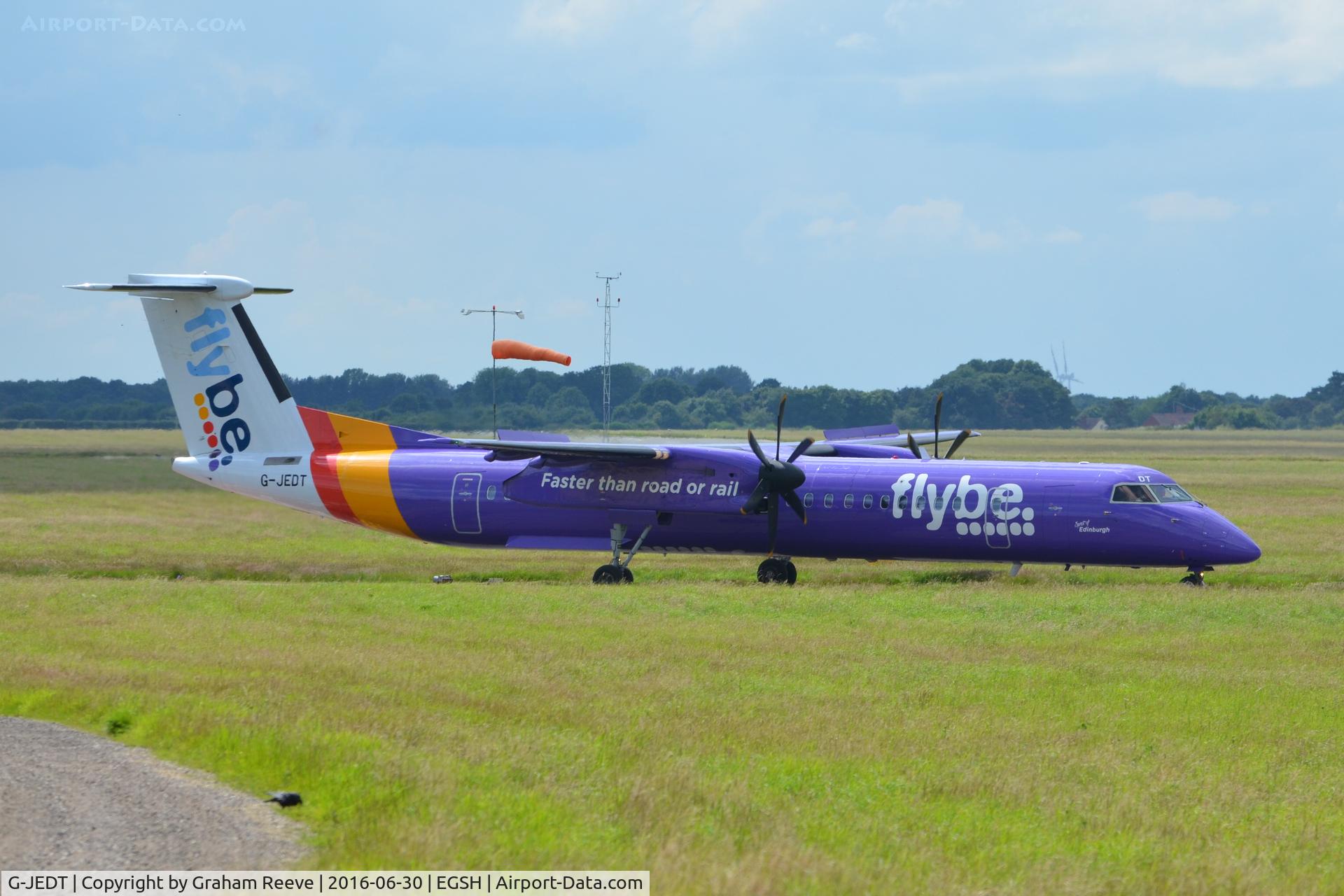 G-JEDT, 2003 De Havilland Canada DHC-8-402Q Dash 8 C/N 4088, About to depart.