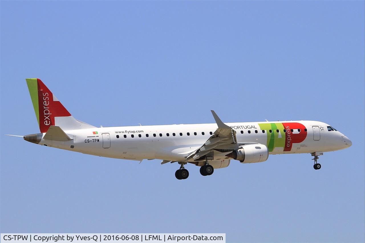CS-TPW, 2012 Embraer 190LR (ERJ-190-100LR) C/N 19000550, Embraer ERJ-190LR, On final rwy 31R, Marseille-Provence Airport (LFML-MRS)