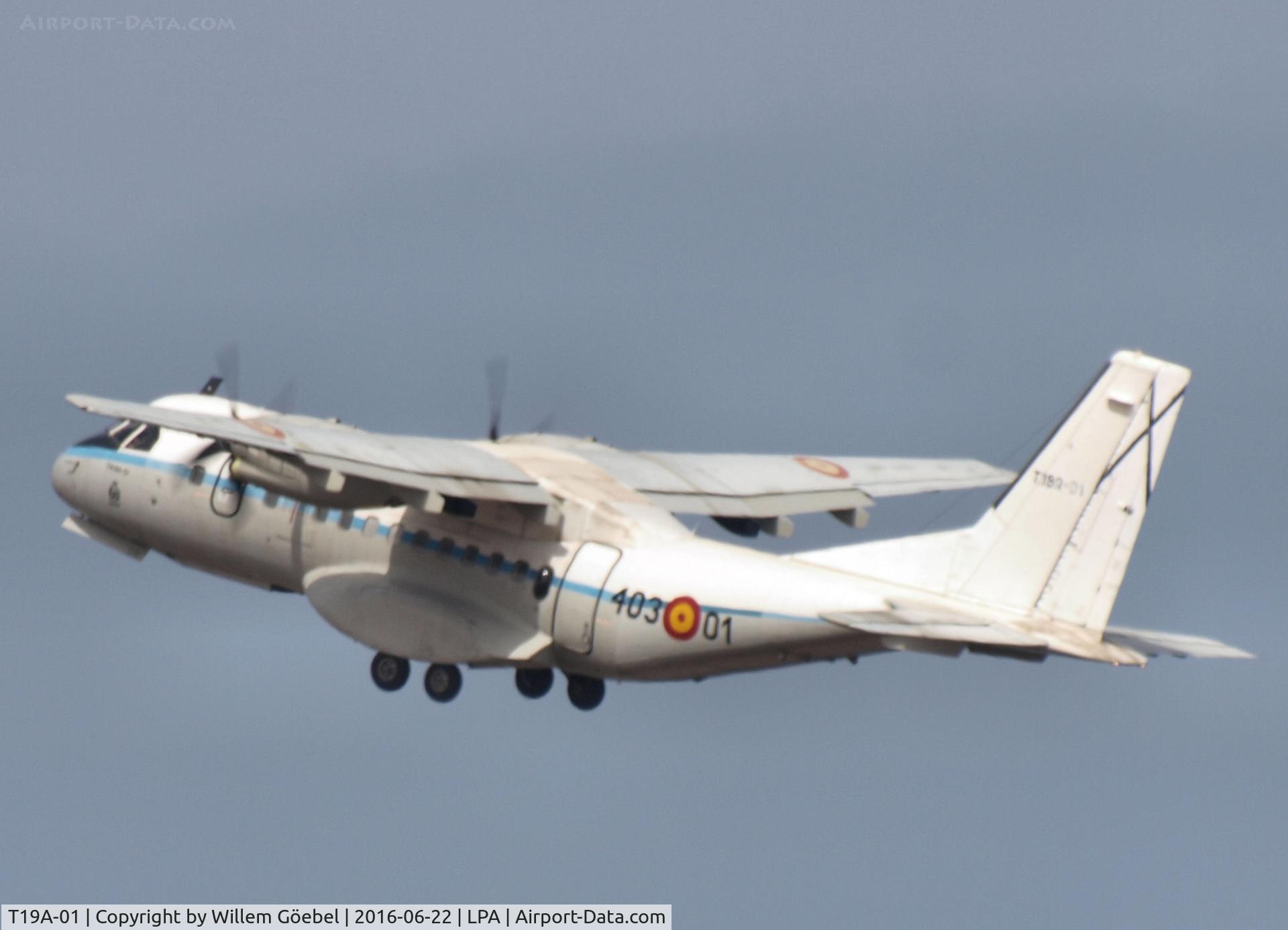 T19A-01, 1988 Airtech CN-235-10 C/N C013, Take off from Las Palmas Airport