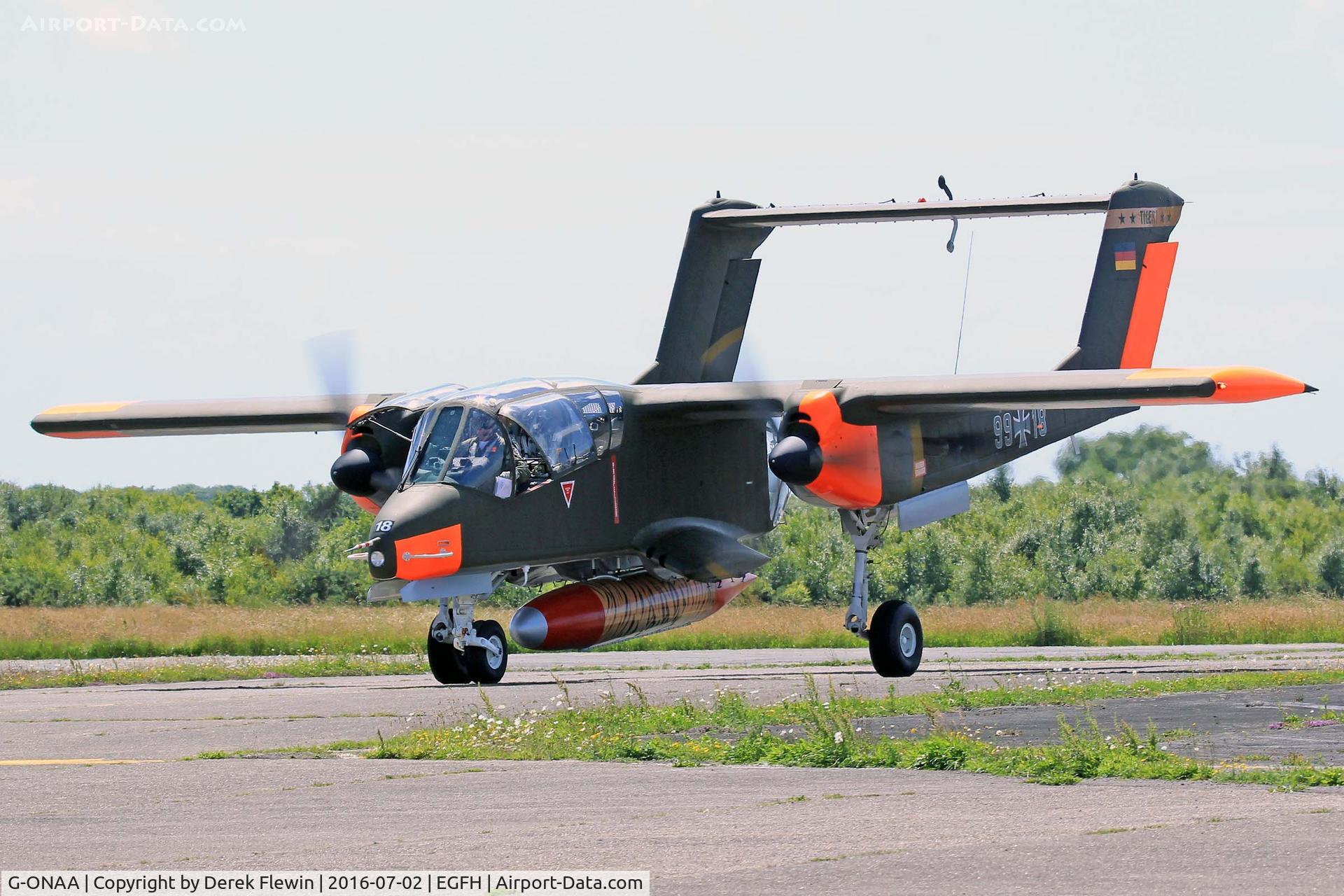 G-ONAA, 1971 North American OV-10B Bronco C/N 338-3, OV-10B Bronco, seen taxxing in after displaying at the WNAS16.
