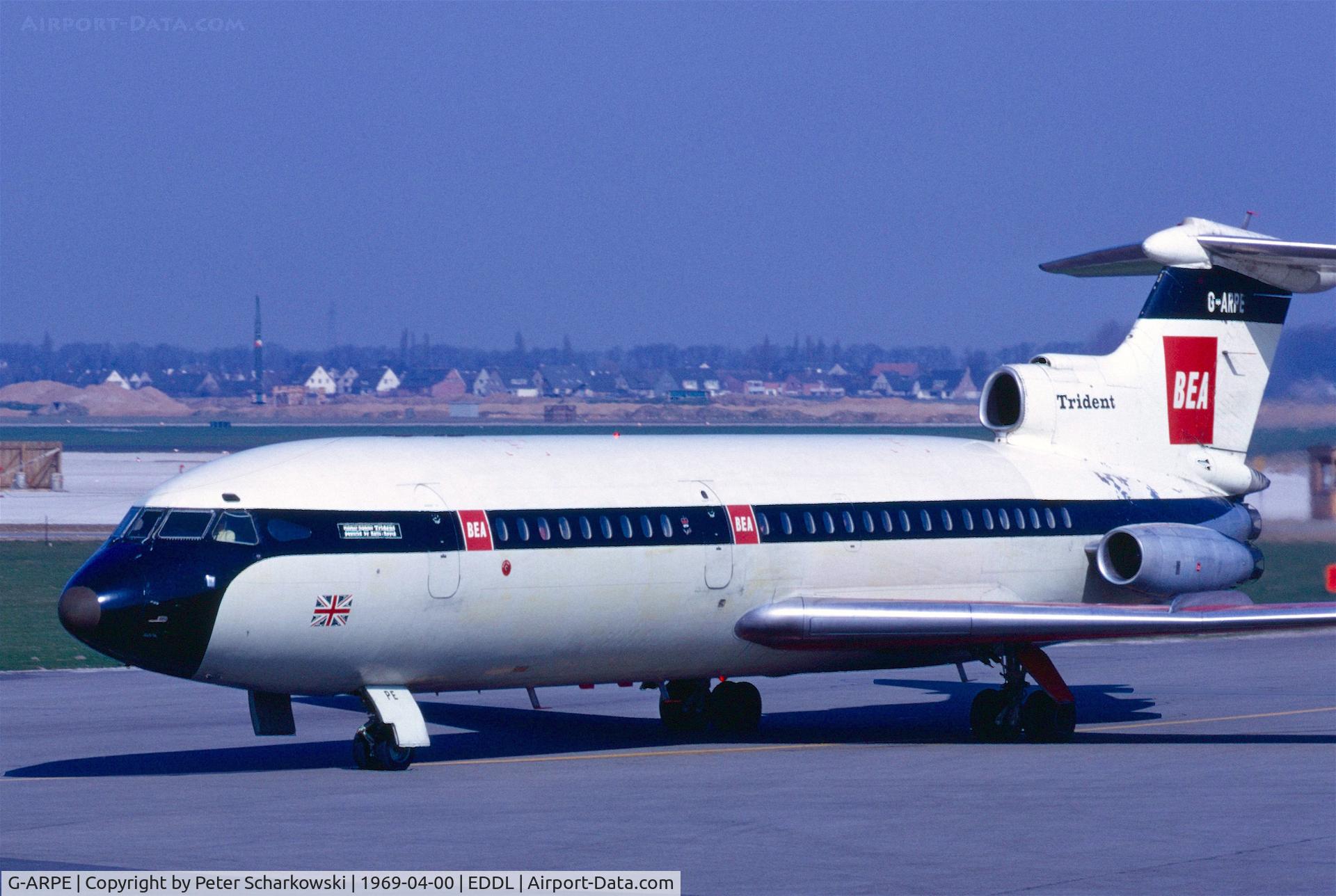 G-ARPE, Hawker Siddeley HS-121 Trident 1C C/N 2105, April 1969 at Düsseldorf (EDDL)