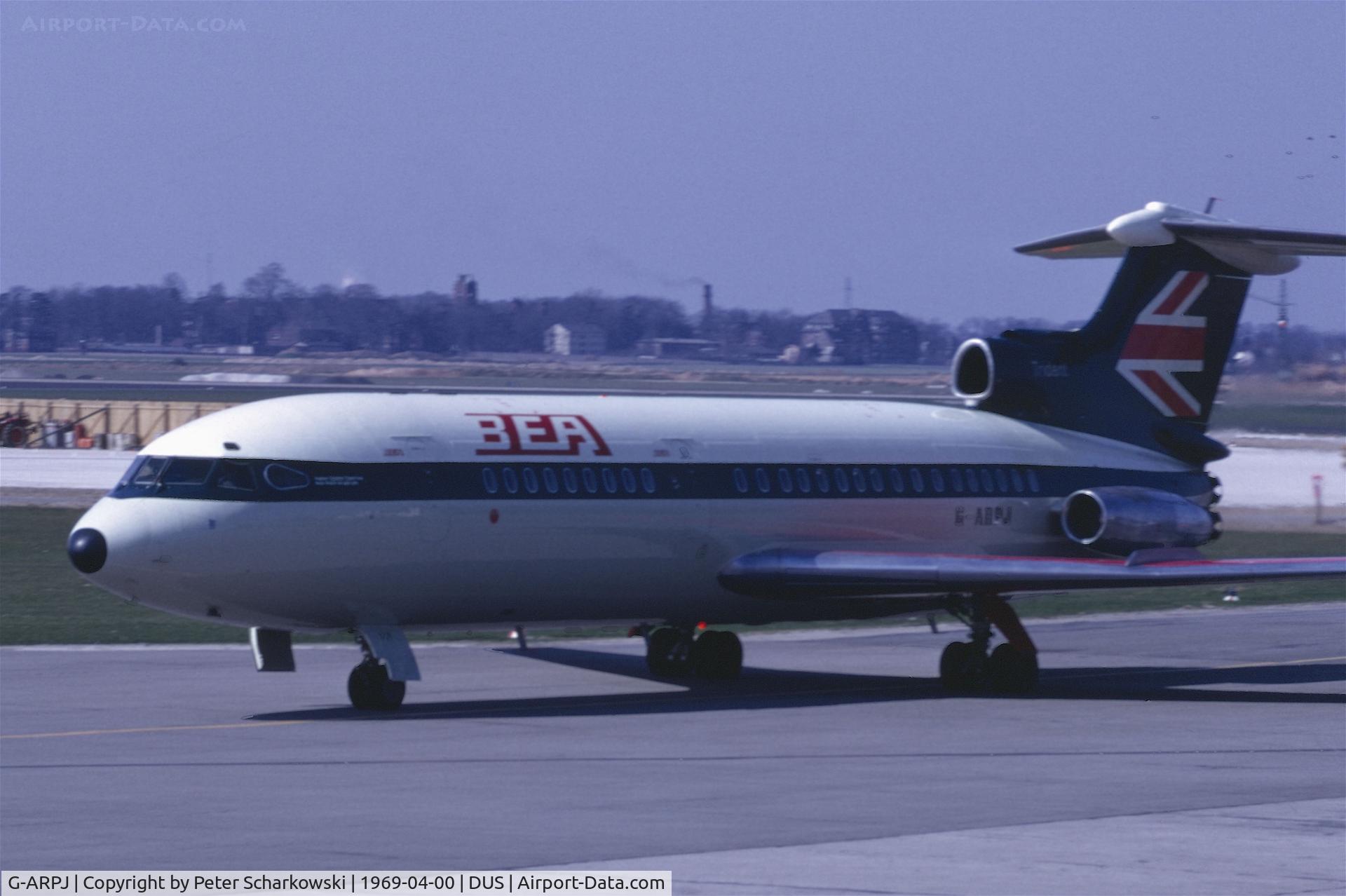 G-ARPJ, 1964 Hawker Siddeley HS-121 Trident 1C C/N 2110, April 1969 at Düsseldorf (EDDL)