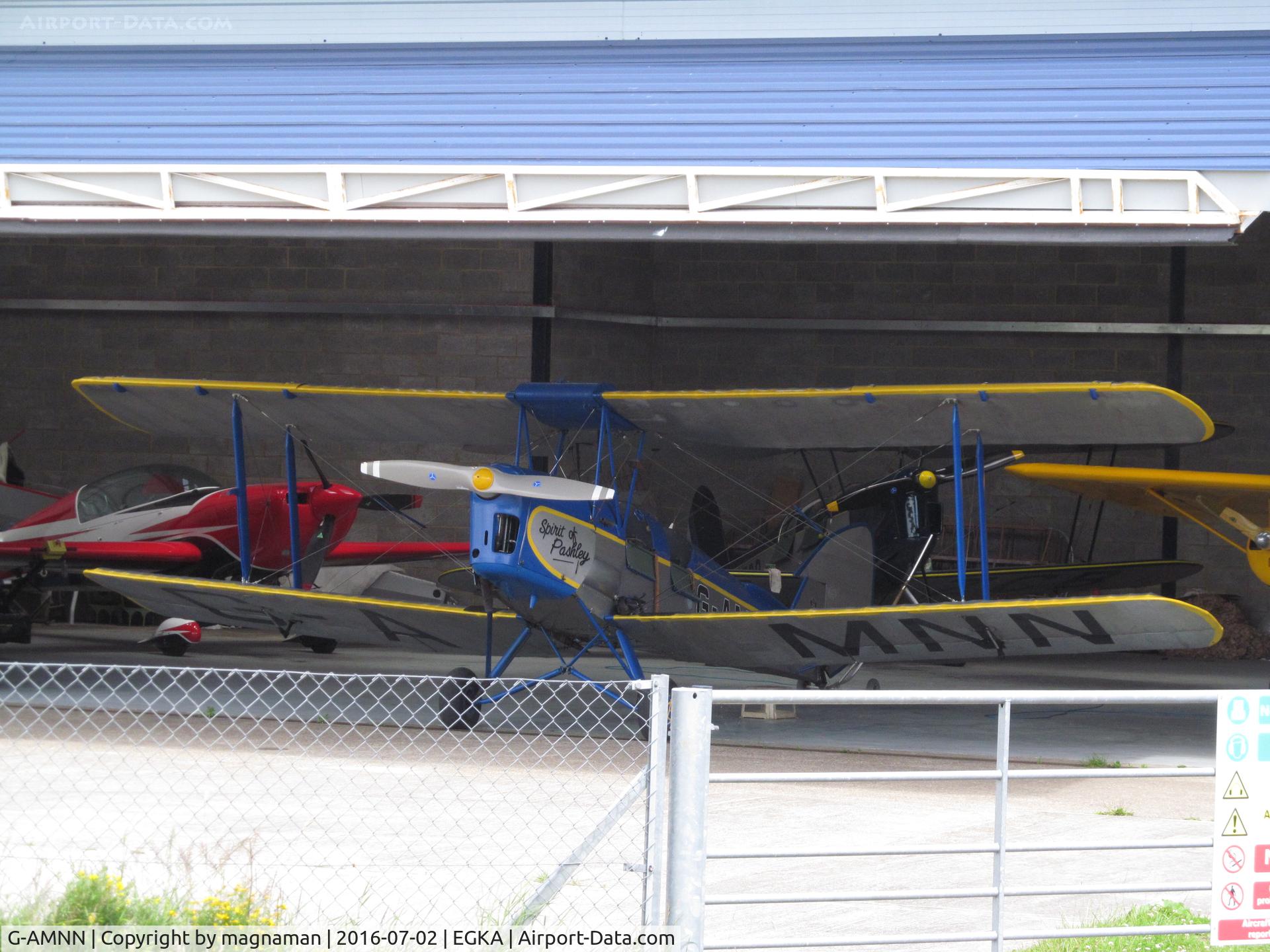 G-AMNN, 1944 De Havilland DH-82A Tiger Moth II C/N 86457, Nice to see this hangar open today.
