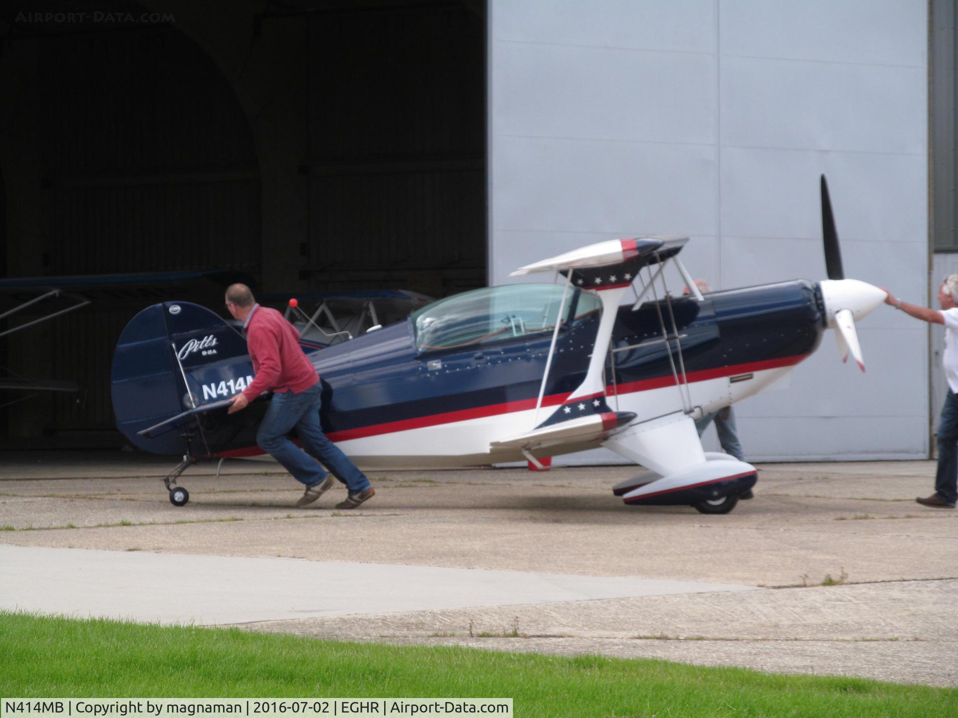 N414MB, 1981 Aerotek Pitts S-2A Special C/N 2236, push out then back