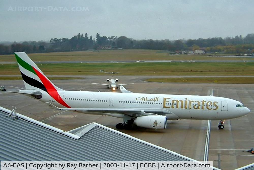 A6-EAS, 2003 Airbus A330-243 C/N 455, Airbus A330-243 [455] (Emirates Airlines) Birmingham Int'l~G 17/11/2003