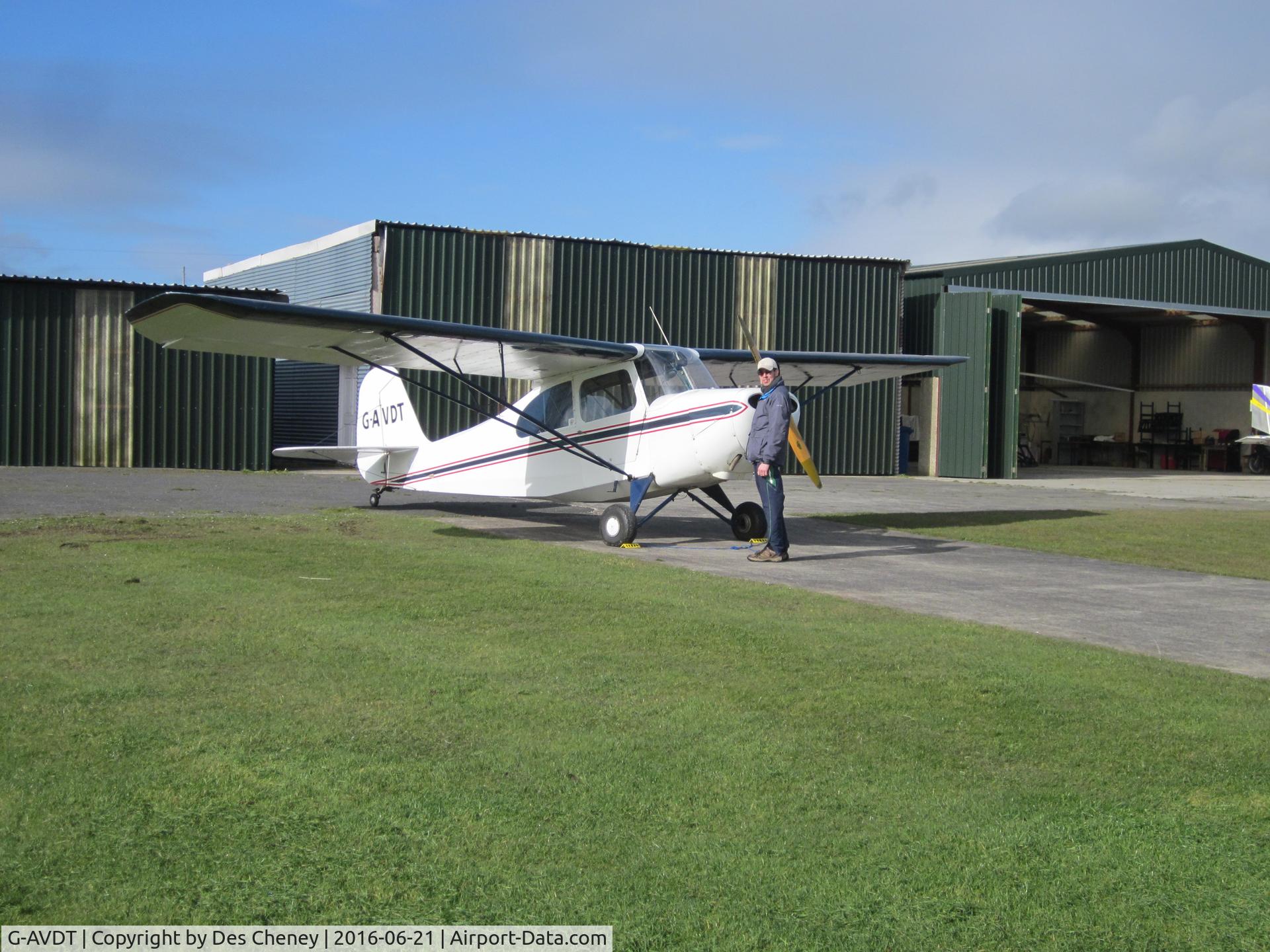 G-AVDT, 1947 Aeronca 7AC Champion C/N 7AC-6932, N6932 is now flown in Northern Ireland on a permit to fly. It is hangared in the beautiful Mourne Mountains area with members of Mourne Flying Club.