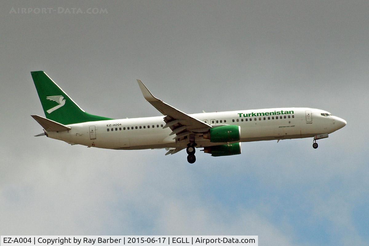 EZ-A004, 2007 Boeing 737-82K C/N 36088, Boeing 737-82K [36088] (Turkmenistan Airlines) Home~G 17/06/2015. On approach 27L.