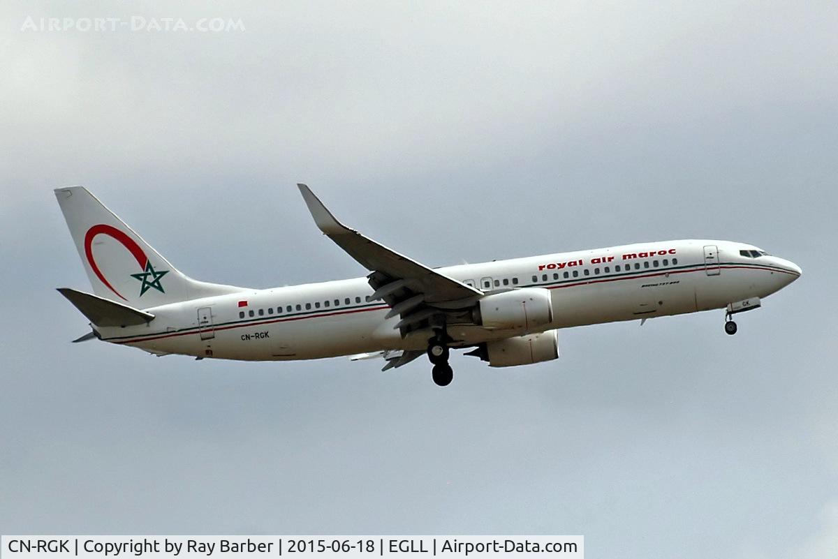 CN-RGK, 2012 Boeing 737-8B6 C/N 33073, Boeing 737-8D6 [33073] (Royal Air Maroc) Home~G 18/06/2015. On approach 27L.