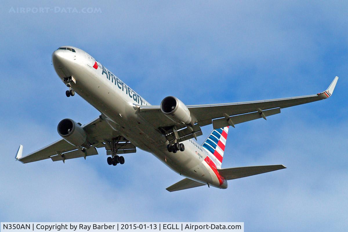 N350AN, 2003 Boeing 767-323/ER C/N 33089, N350AN   Boeing 767-323ER [33089] (American Airlines) Home~G 13/01/2015. On approach 27R new scheme and winglets applied.