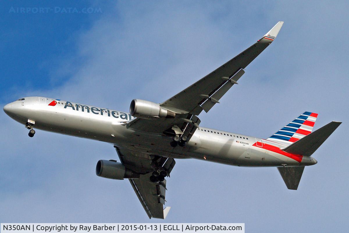 N350AN, 2003 Boeing 767-323/ER C/N 33089, N350AN   Boeing 767-323ER [33089] (American Airlines) Home~G 13/01/2015. On approach 27R new scheme and winglets applied.