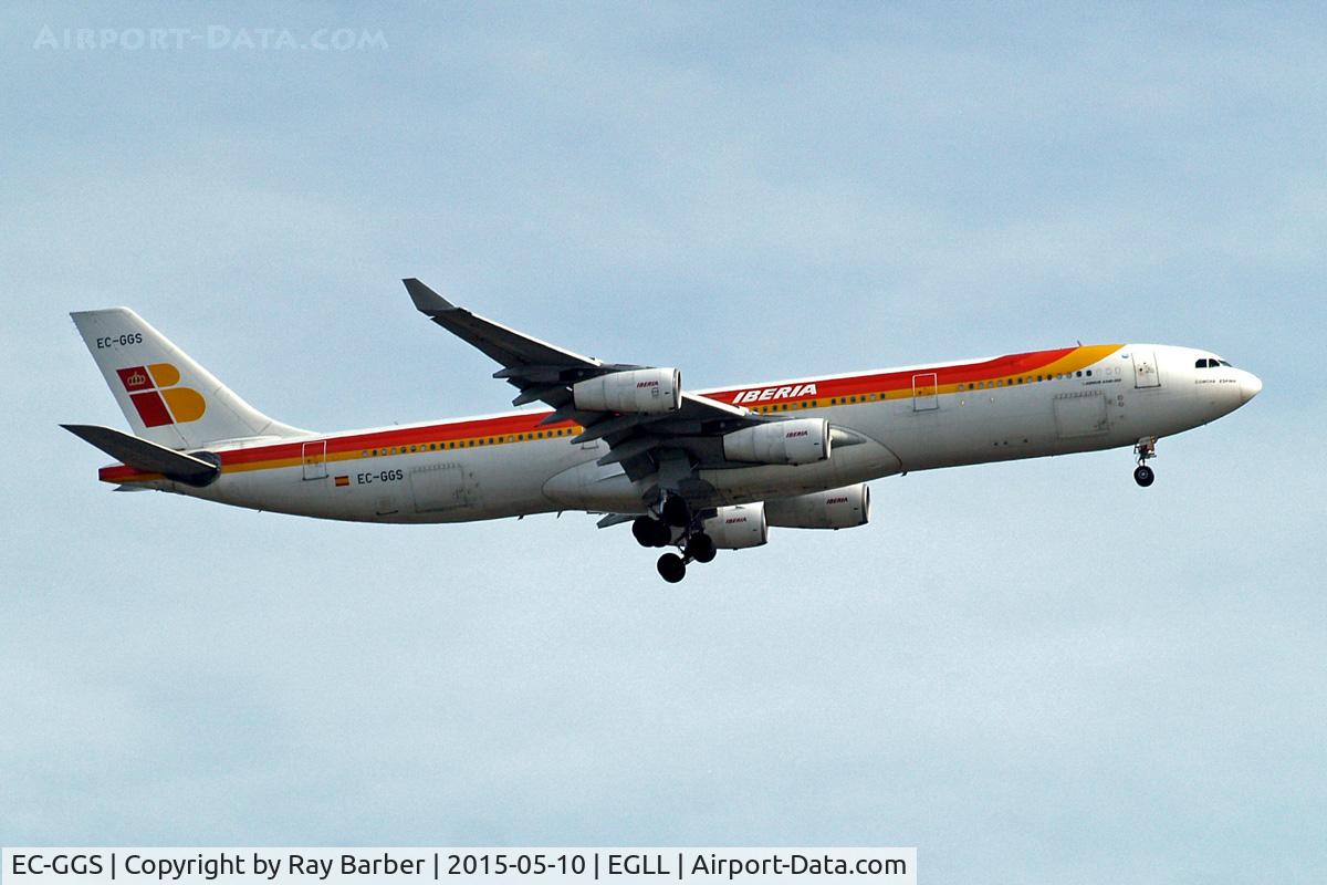 EC-GGS, 1996 Airbus A340-313 C/N 125, Airbus A340-313 [125] (Iberia) Home~G 10/05/2015. On approach 27L.
