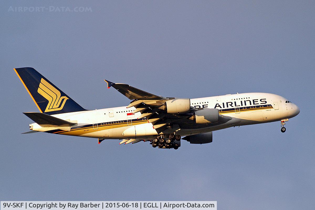9V-SKF, 2008 Airbus A380-841 C/N 012, Airbus A380-841 [012] (Singapore Airlines) Home~G 18/06/2015. On approach 27L.