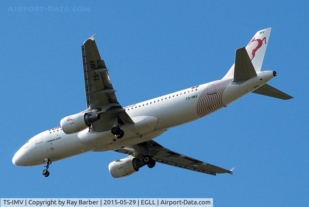 TS-IMV, 2013 Airbus A320-214 C/N 5610, Airbus A320-214 [5610] (Tunisair) Home~G 29/05/2015. On approach 27R.