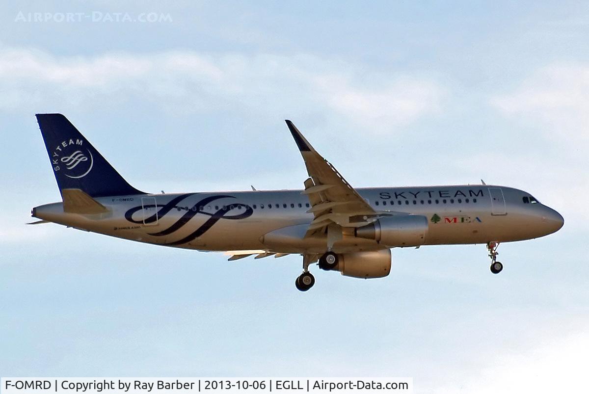 F-OMRD, 2013 Airbus A320-214 C/N 5746, Airbus A320-214(sl) [5746] (Middle East Airlines) Home~G 06/10/2013. On approach 27L.